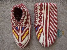 画像1: 新品 イラン製 ウール ショート くるぶし丈 23-24 cm 手編み靴下 ニットルームソックス Long Knit Room Socks  n-ws2324-320h2a3 (1)