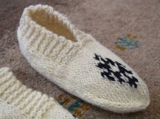 画像3: 新品 イラン製 ウール ショート くるぶし丈 23-24 cm 手編み靴下 ニットルームソックス Long Knit Room Socks  n-ws2324-323h2a3 (3)