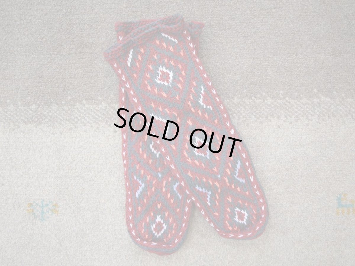 画像1: 新品 イラン製 ウール ミドル 26-27 cm 手編み靴下 ニットルームソックス Long Knit Room Socks n-wm2627-303h4a5 (1)