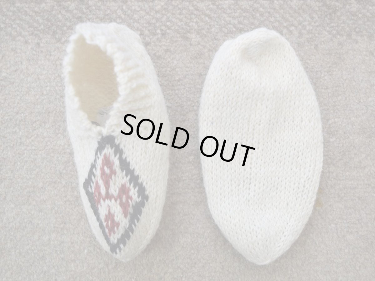 画像2: 新品 イラン製 ウール ショート くるぶし丈 22-23 cm 手編み靴下 ニットルームソックス Long Knit Room Socks n-ws2223-326h2a3 (2)