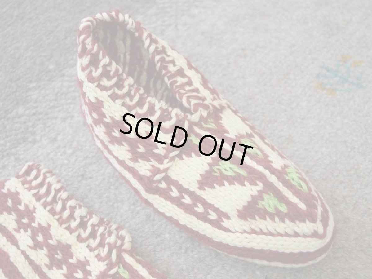 画像3: 新品 イラン製 ウール ショート くるぶし丈 23-24 cm 手編み靴下 ニットルームソックス Long Knit Room Socks  n-ws2324-315h2a3 (3)