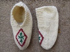 画像1: 新品 イラン製 ウール ショート くるぶし丈 24-25 cm 手編み靴下 ニットルームソックス Long Knit Room Socks  n-ws2425-312h2a3 (1)