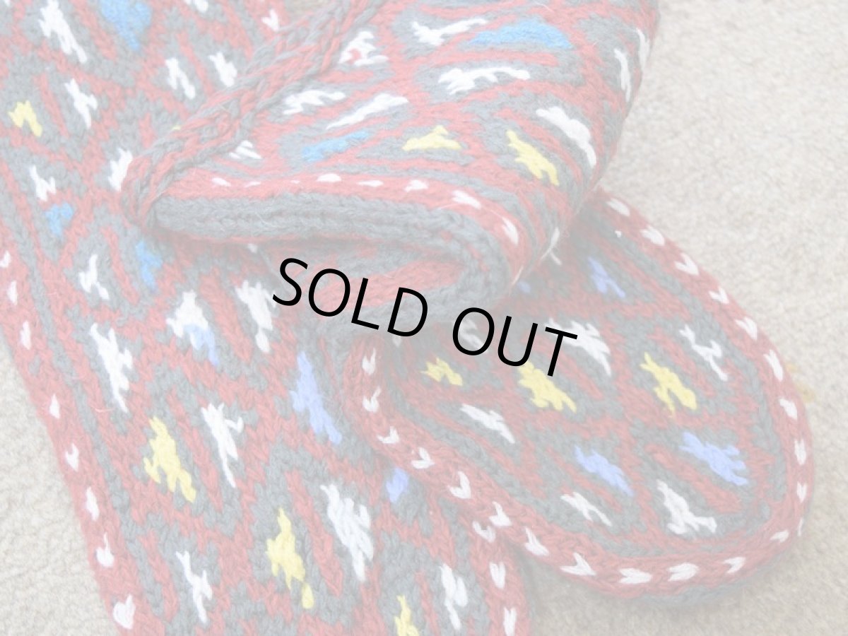 画像3: 新品 イラン製 ウール ミドル 26-27 cm 手編み靴下 ニットルームソックス Long Knit Room Socks n-wm2627-302h4a5 (3)