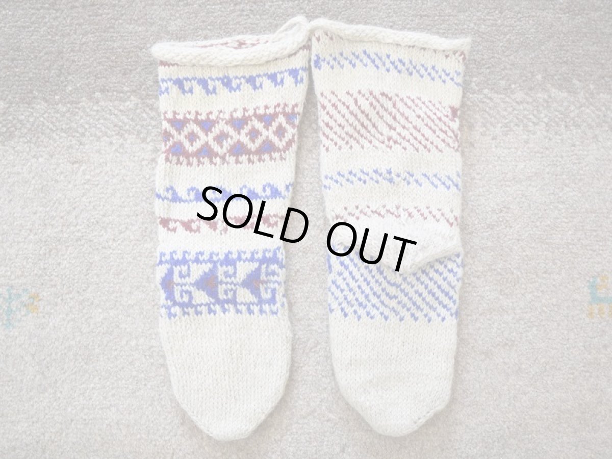 画像2: 新品 イラン製 ウール ミドル 23-24 cm 手編み靴下 ニットルームソックス Long Knit Room Socks n-wm2324-305h4a5 (2)