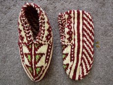 画像1: 新品 イラン製 ウール ショート くるぶし丈 23-24 cm 手編み靴下 ニットルームソックス Long Knit Room Socks  n-ws2324-315h2a3 (1)
