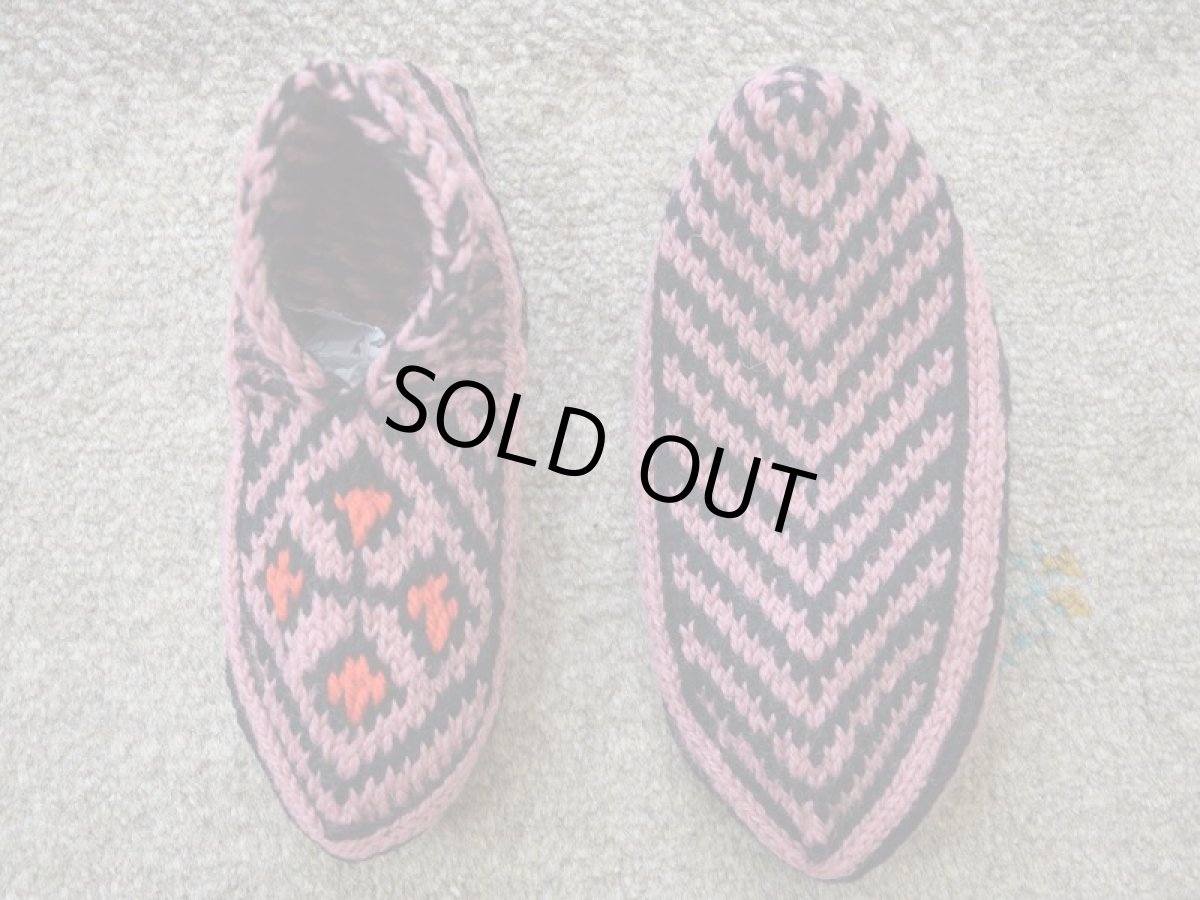 画像2: 新品 イラン製 アクリル混ウール ショート くるぶし丈 22-23 cm 手編み靴下 ニットルームソックス Long Knit Room Socks n-as2223-319h2a3 (2)