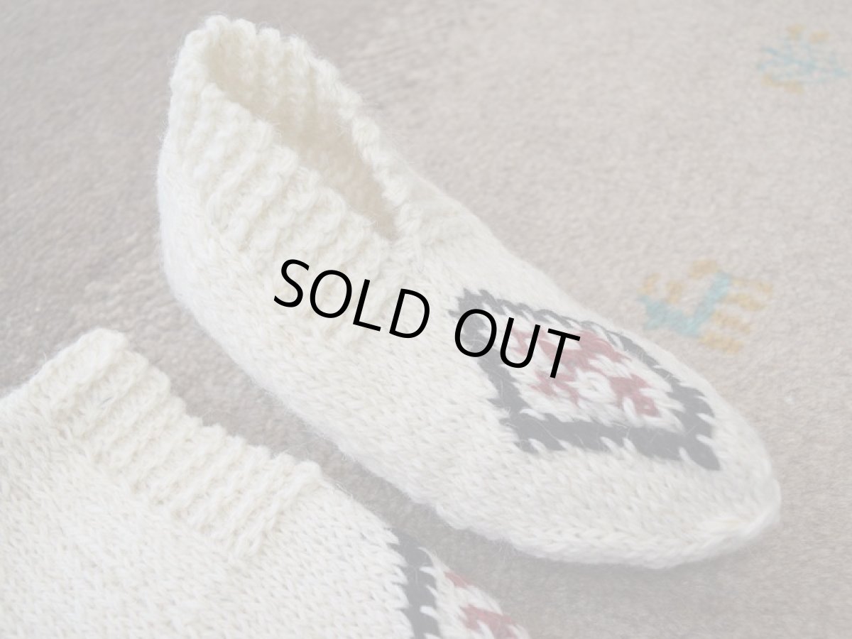 画像3: 新品 イラン製 ウール ショート くるぶし丈 22-23 cm 手編み靴下 ニットルームソックス Long Knit Room Socks  n-ws2223-327h2a3 (3)