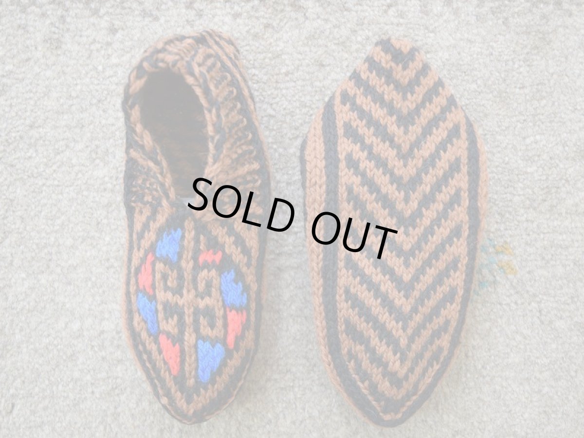 画像2: 新品 イラン製 アクリル混ウール ショート くるぶし丈 23-24 cm 手編み靴下 ニットルームソックス Long Knit Room Socks n-as2324-318h2a3 (2)