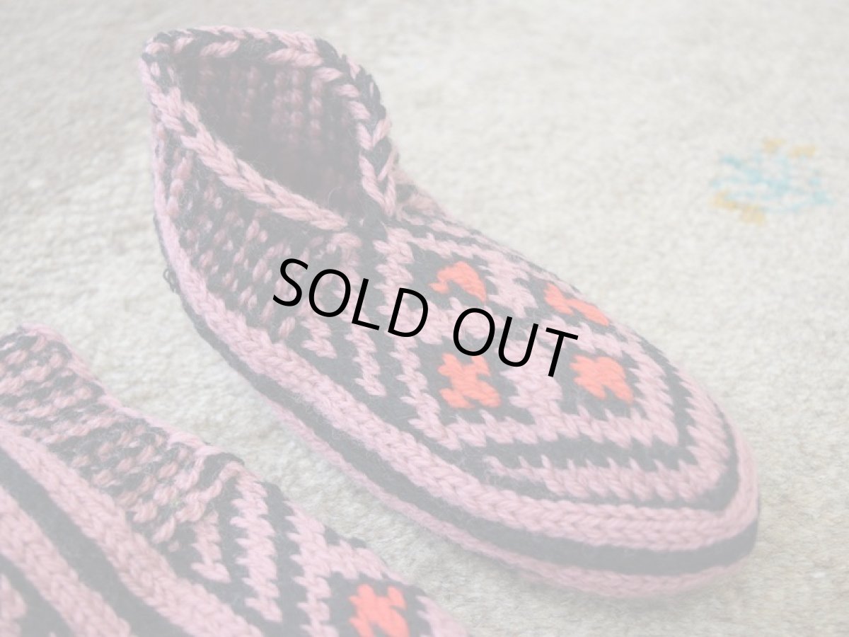 画像3: 新品 イラン製 アクリル混ウール ショート くるぶし丈 22-23 cm 手編み靴下 ニットルームソックス Long Knit Room Socks n-as2223-319h2a3 (3)