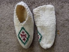 画像1: 新品 イラン製 ウール ショート くるぶし丈 24-25 cm 手編み靴下 ニットルームソックス Long Knit Room Socks  n-ws2425-310h2a3 (1)
