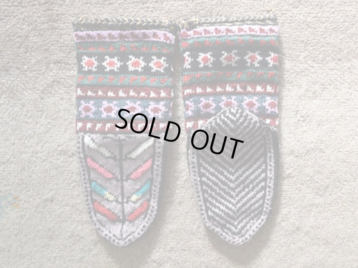 画像2: 新品 イラン製 アクリル混ウール ミドル 22-23 cm 手編み靴下 ニットルームソックス Long Knit Room Socks n-am2223-251h4a5 (2)