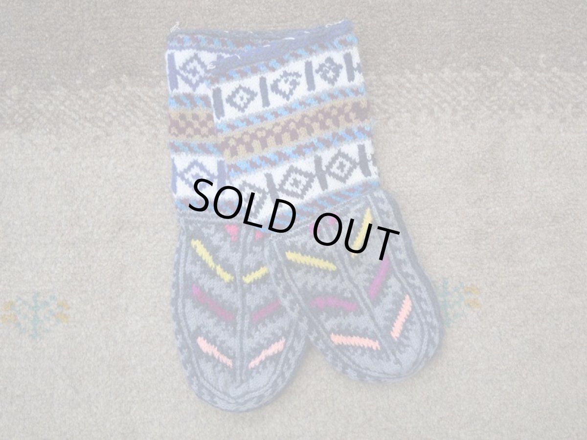 画像1: 新品 イラン製 アクリル混ウール ミドル 21-22 cm 手編み靴下 ニットルームソックス Long Knit Room Socks n-am2122-257h4a5 (1)