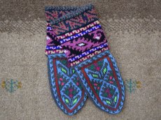 画像1: 新品 イラン製 アクリル混ウール ミドル 22-23 cm 手編み靴下 ニットルームソックス Long Knit Room Socks n-am2223-256h4a5 (1)
