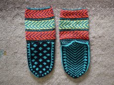 画像2: 新品 イラン製 アクリル混ウール ミドル 21-22 cm 手編み靴下 ニットルームソックス Long Knit Room Socks n-am2122-253h4a5 (2)