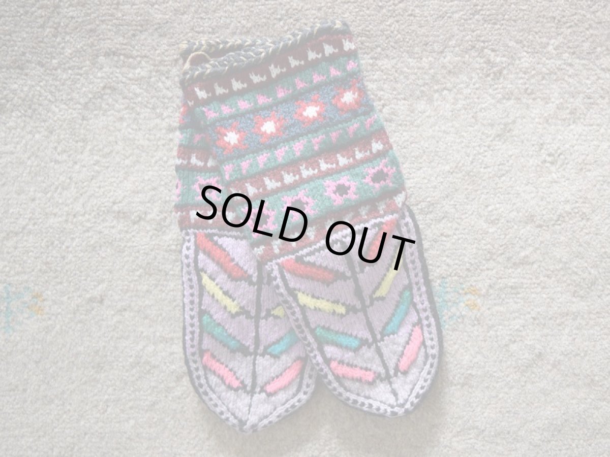 画像1: 新品 イラン製 アクリル混ウール ミドル 21-22 cm 手編み靴下 ニットルームソックス Long Knit Room Socks n-am2122-250h4a5 (1)