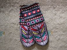 画像1: 新品 イラン製 アクリル混ウール ミドル 21-22 cm 手編み靴下 ニットルームソックス Long Knit Room Socks n-am2122-250h4a5 (1)