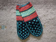 画像1: 新品 イラン製 アクリル混ウール ミドル 21-22 cm 手編み靴下 ニットルームソックス Long Knit Room Socks n-am2122-253h4a5 (1)