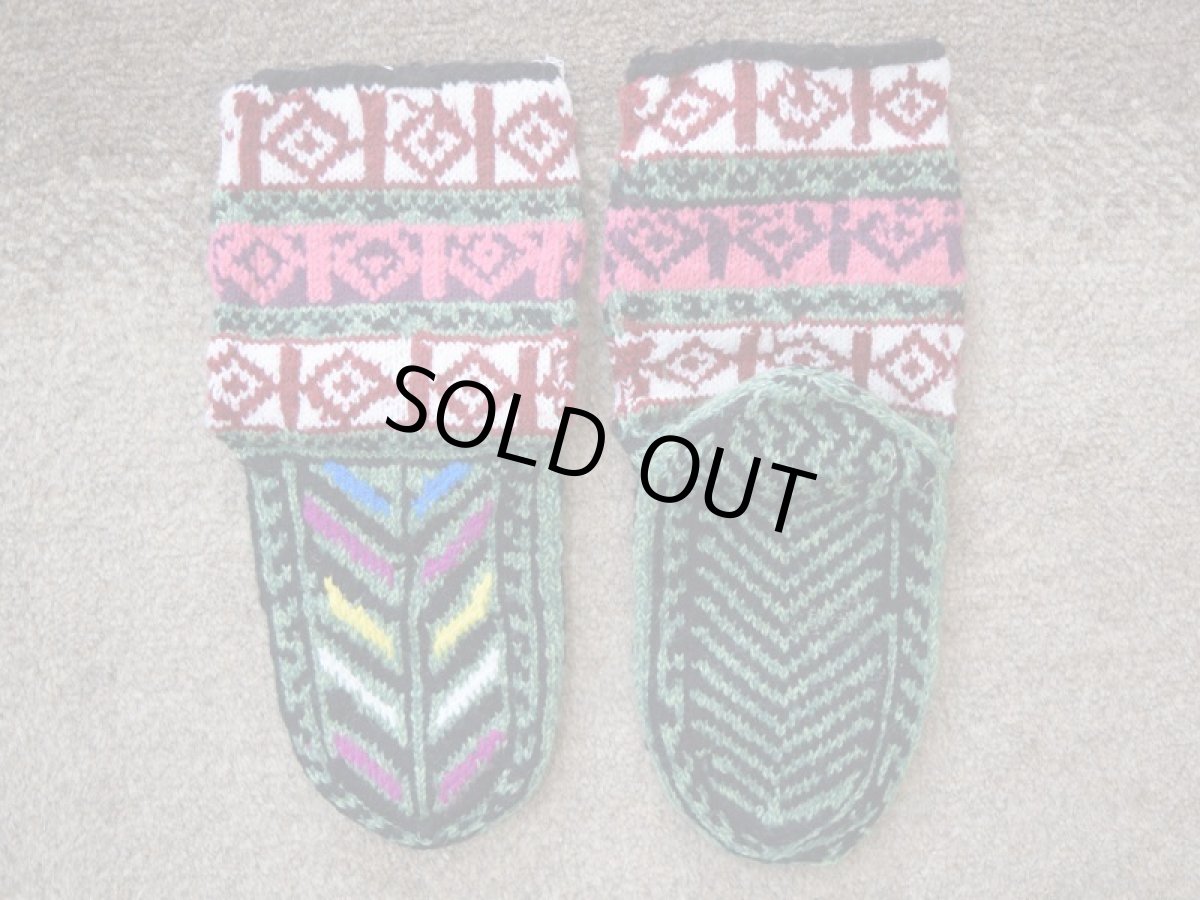 画像2: 新品 イラン製 アクリル混ウール ミドル 22-23 cm 手編み靴下 ニットルームソックス Long Knit Room Socks n-am2223-255h4a5 (2)