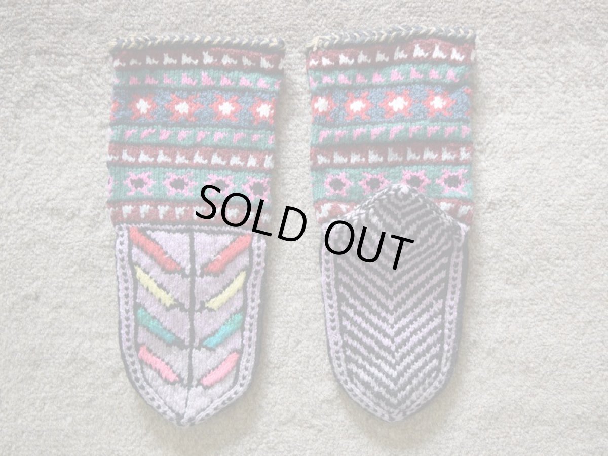 画像2: 新品 イラン製 アクリル混ウール ミドル 21-22 cm 手編み靴下 ニットルームソックス Long Knit Room Socks n-am2122-250h4a5 (2)