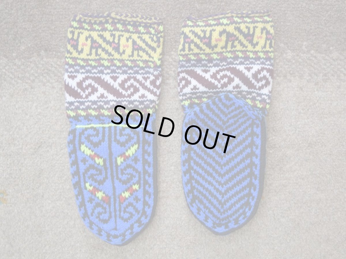 画像2: 新品 イラン製 アクリル混ウール ミドル 22-23 cm 手編み靴下 ニットルームソックス Long Knit Room Socks n-am2223-258h4a5 (2)