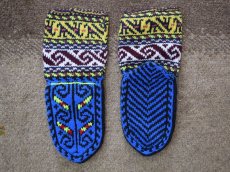 画像2: 新品 イラン製 アクリル混ウール ミドル 22-23 cm 手編み靴下 ニットルームソックス Long Knit Room Socks n-am2223-258h4a5 (2)