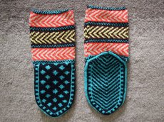 画像2: 新品 イラン製 アクリル混ウール ミドル 21-22 cm 手編み靴下 ニットルームソックス Long Knit Room Socks n-am2122-252h4a5 (2)