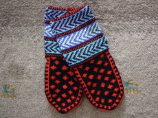 画像1: 新品 イラン製 アクリル混ウール ミドル 21-22 cm 手編み靴下 ニットルームソックス Long Knit Room Socks n-am2122-254h4a5 (1)