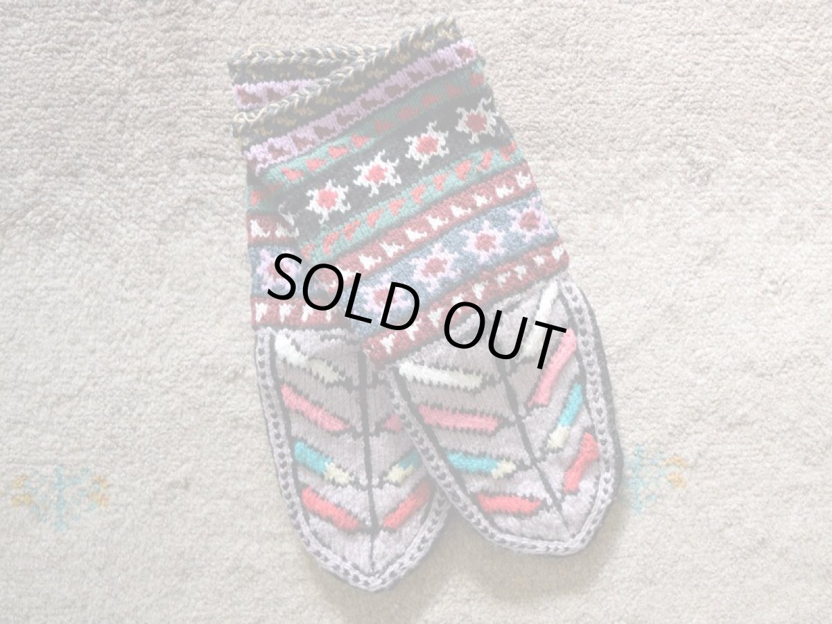 画像1: 新品 イラン製 アクリル混ウール ミドル 22-23 cm 手編み靴下 ニットルームソックス Long Knit Room Socks n-am2223-251h4a5 (1)