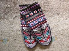 画像1: 新品 イラン製 アクリル混ウール ミドル 22-23 cm 手編み靴下 ニットルームソックス Long Knit Room Socks n-am2223-251h4a5 (1)