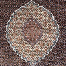画像1: 美品 ペルシャ 絨毯 タブリーズ 産 50ラジ 5マスネ 縦2m 横1.5m 3㎡ 〜2-3帖程度 リビング ダイニング 2-3人掛けソファ サイズ 202 x 156 cm 天然 コルクウール シルク 手織り トライバル ラグ 敷物 マット カーペット メダリオンコーナー マヒデザイン ヘシティ柄 生成り クリーム 黒 オリーブ グリーン 茶 ベージュ MA400-202156Z050 (1)