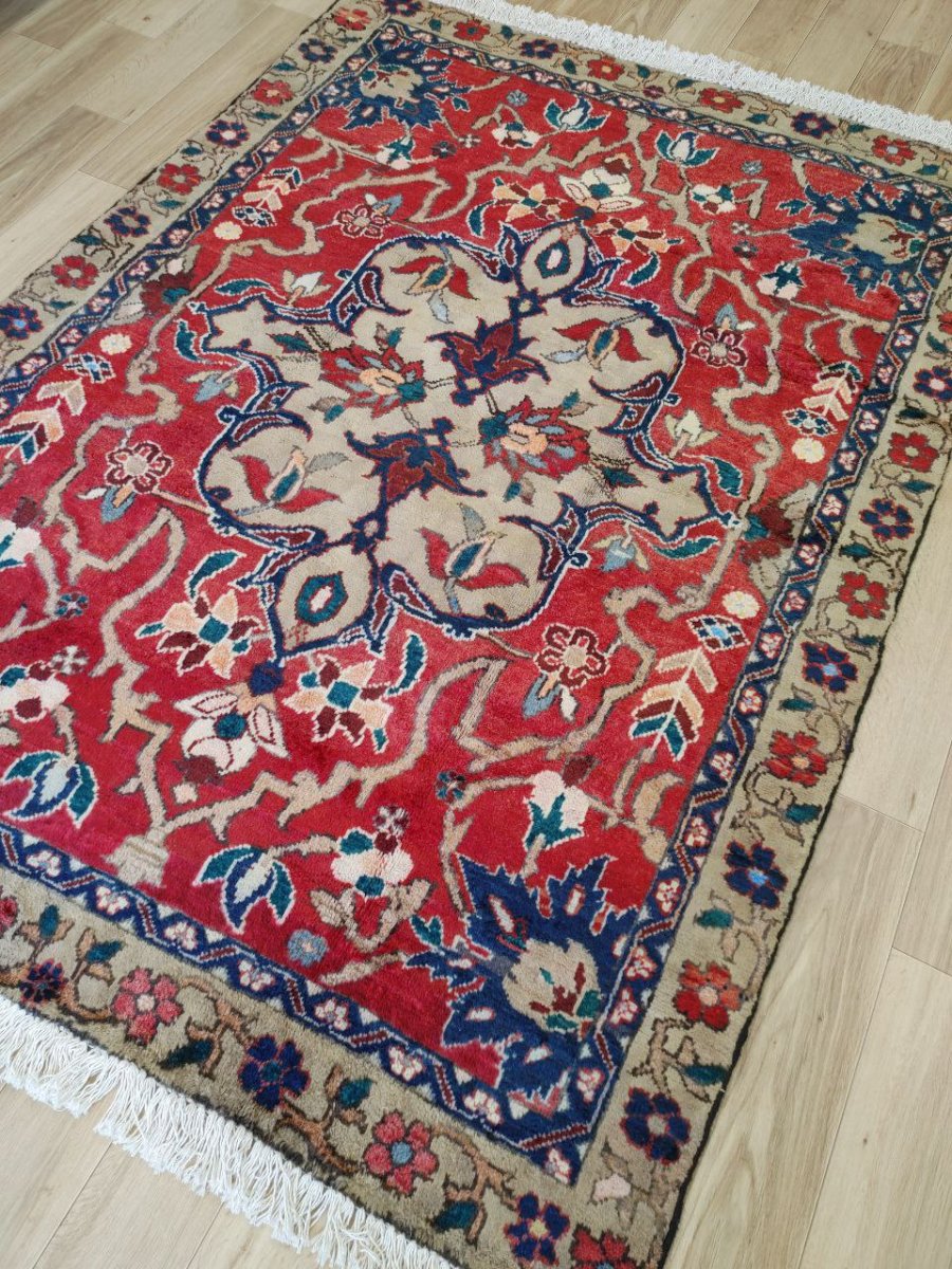 画像15: 良品 ペルシャ 絨毯 バクティヤリ 縦2m 横1.5m 3㎡ 〜3帖 リビング ダイニング 2〜3人掛けソファ センターテーブル サイズ 195 x 143 cm 天然 草木染 ウール 手織り トライバル ラグ 敷物 マット カーペット コルシド メダリオン ヴィンテージ ビンテージ バクティアリ バフティヤリ MAAB444-195143Z018 (15)