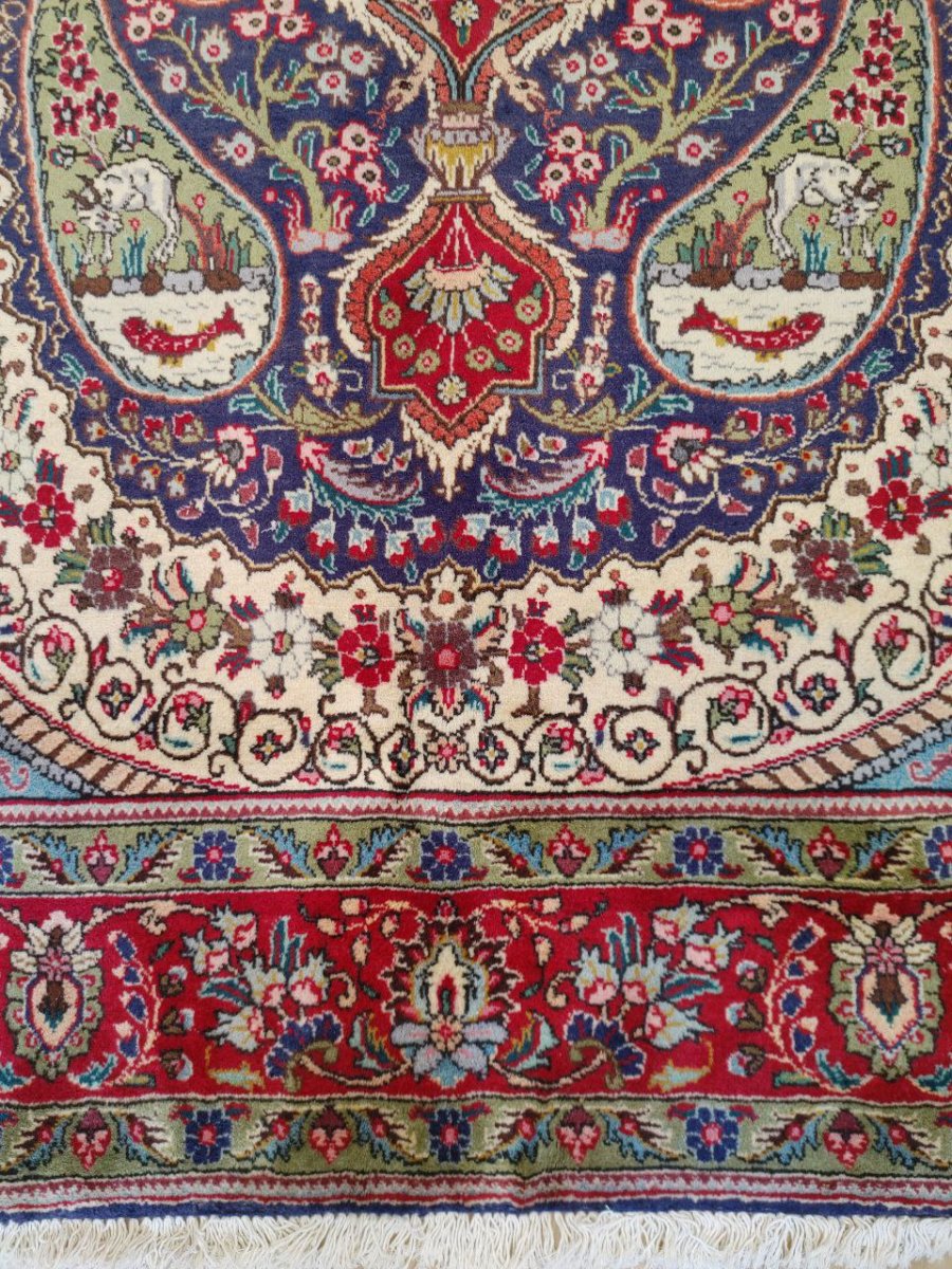 画像3: 良品 ペルシャ 絨毯 タブリーズ 縦3m 横2m 6㎡ 〜6帖 リビング ダイニング 3人掛けソファ コーナーソファ 大判 サイズ 290 x 200 cm 天然 ウール 手織り トライバル ラグ 敷物 マット カーペット メダリオン ヴィンテージ ビンテージ 中古品に抵抗のある方にもお勧めです 赤 MAAD295-290200Z045 (3)