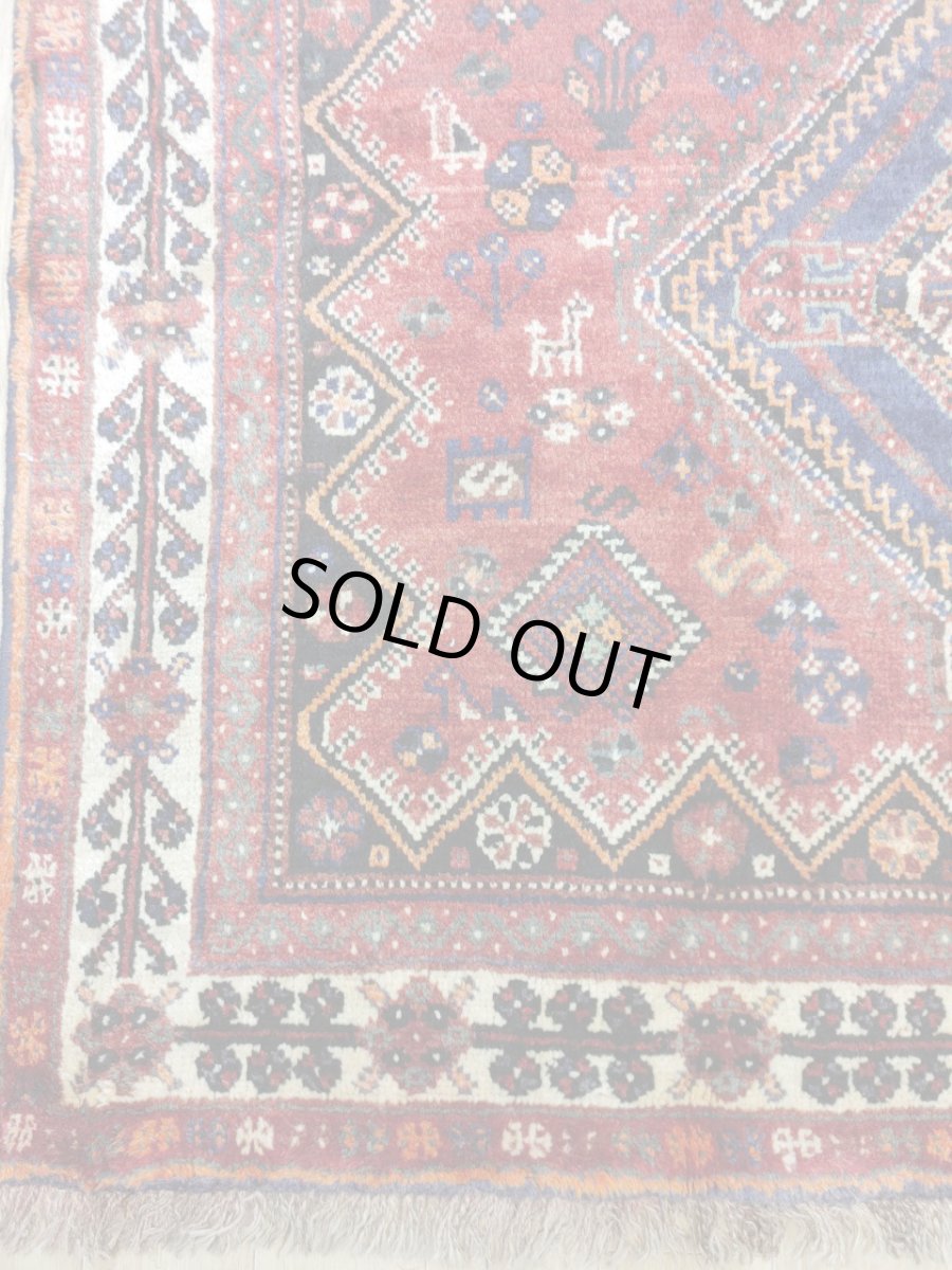 画像3: 良品 ペルシャ 部族絨毯 シラーズ 255 x 158 cm No.AD531 縦2.5m 横1.6m 4㎡ ~5帖 リビング ダイニング 2-3人掛けソファ サイズ ウール 手織り ハンドメイド トライバル ラグ カーペット メダリオン柄 赤 ネイビー オレンジ 民族柄 MAAD531-255158Z045 (3)