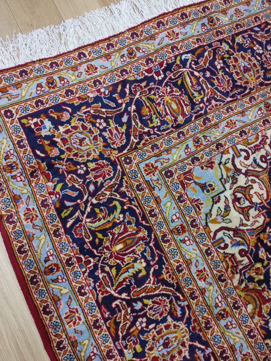 画像14: 美品 ペルシャ 絨毯 カシャーン リビング ダイニング 大判 8.7m 10畳 3人掛けソファ サイズ  354 x 245 cm 肉厚 ウール 手織り トライバル ラグ 天然 敷物 マット カーペット 赤 メダリオン ヴィンテージ ビンテージ MA430-AB441-354245Z040 (14)