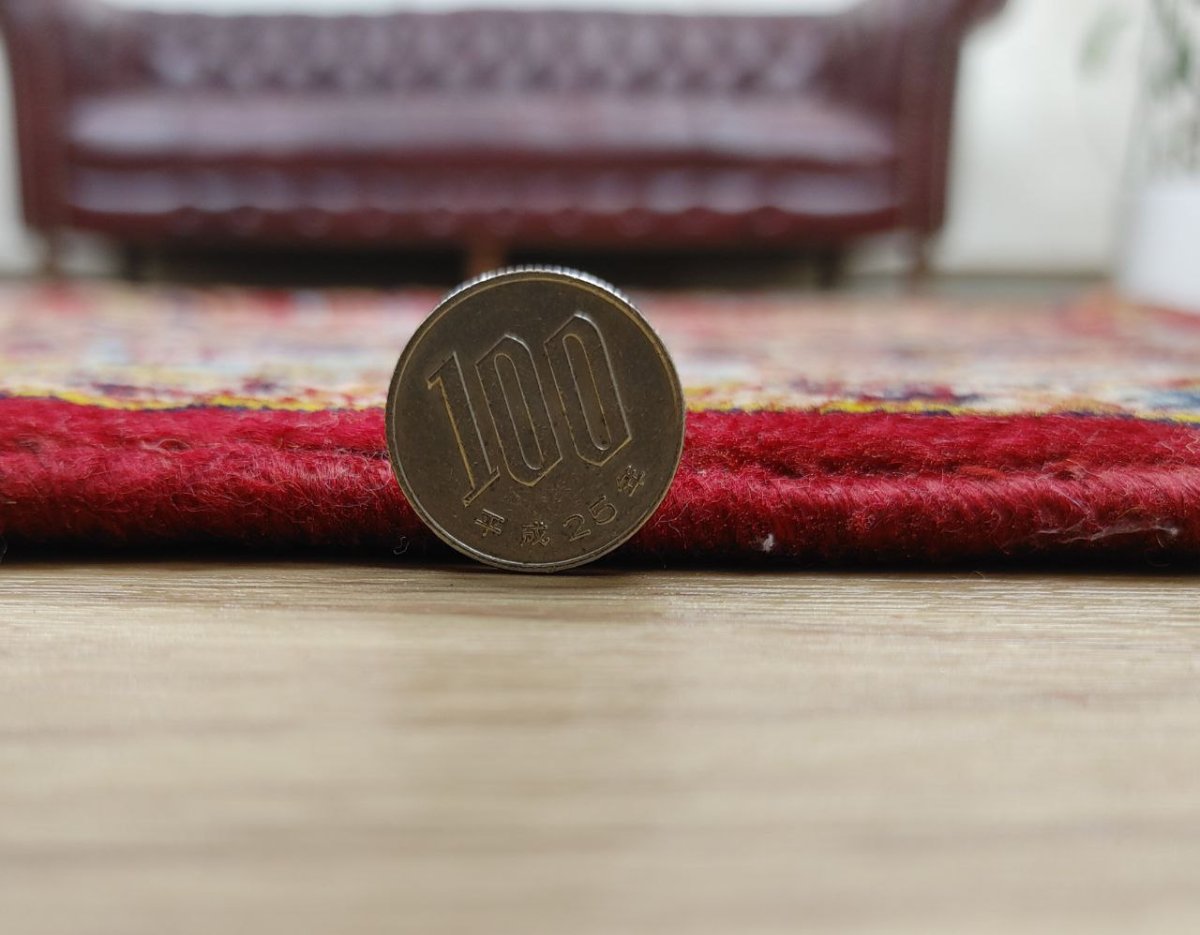 画像22: 美品 ペルシャ 絨毯 カシャーン リビング ダイニング 大判 8.7m 10畳 3人掛けソファ サイズ  354 x 245 cm 肉厚 ウール 手織り トライバル ラグ 天然 敷物 マット カーペット 赤 メダリオン ヴィンテージ ビンテージ MA430-AB441-354245Z040 (22)