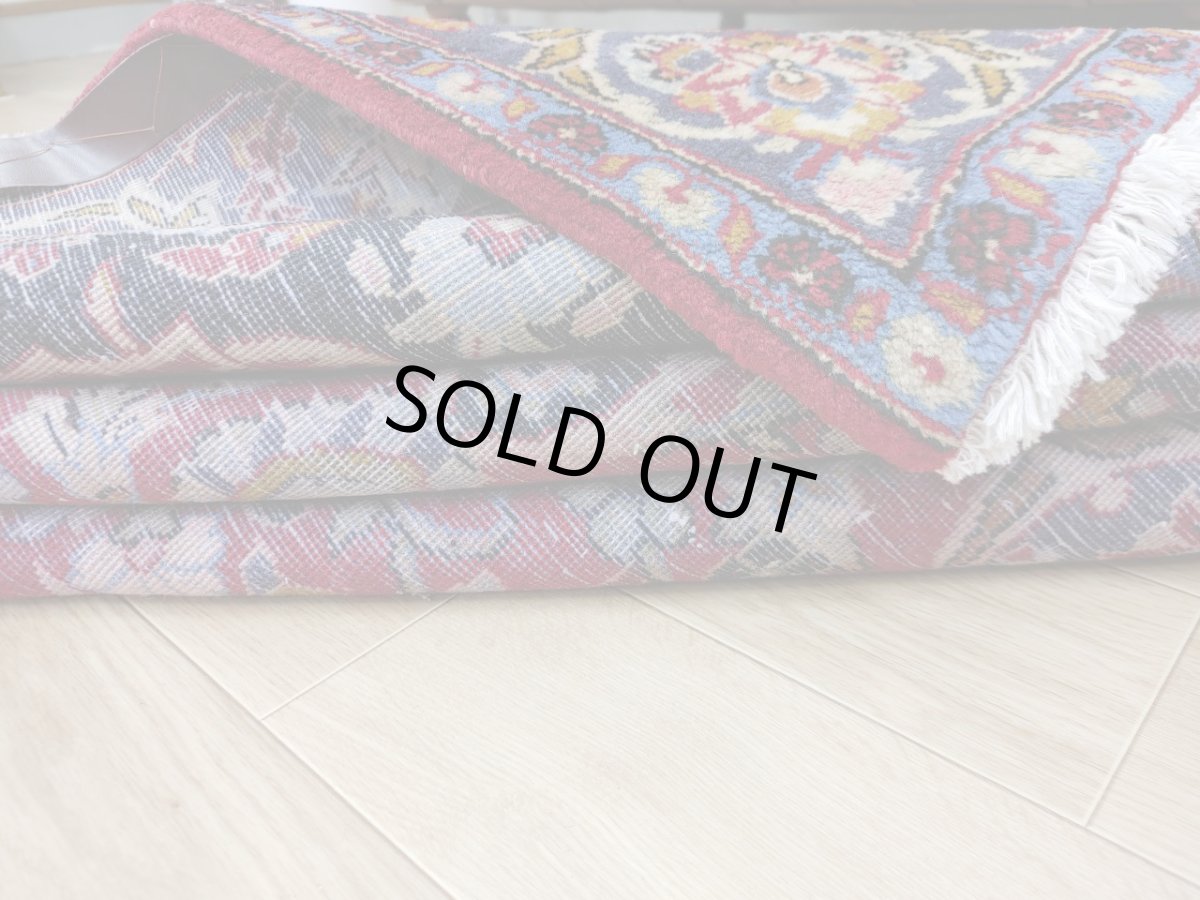 画像19: 良品 ペルシャ 絨毯 カシャーン 産 225 x 150 cm 縦2.3m 横1.5m 3.5㎡ 4帖程度 リビング ダイニング 2-3人掛けソファ サイズ ウール 手織り ラグ 敷物 カーペット メダリオン 赤 ビンテージ MAAD663-225150Z027 (19)