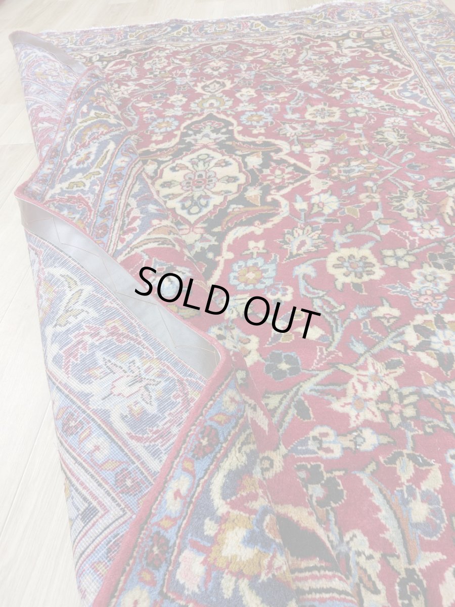 画像20: 良品 ペルシャ 絨毯 カシャーン 産 225 x 150 cm 縦2.3m 横1.5m 3.5㎡ 4帖程度 リビング ダイニング 2-3人掛けソファ サイズ ウール 手織り ラグ 敷物 カーペット メダリオン 赤 ビンテージ MAAD663-225150Z027 (20)