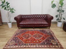 画像1: 良品 ペルシャ 部族絨毯 シラーズ 200 x 150 cm ウール 手織り 赤 ネイビー 青  縦2.0m 横1.5m 3.0m 2 〜3帖 リビング ダイニング 3人掛けソファ サイズ ウール 手織り トライバル ラグ 部族絨毯 マット カーペット 淡マルチカラー トランジ ビンテージ MAAD516-200150Z036 (1)