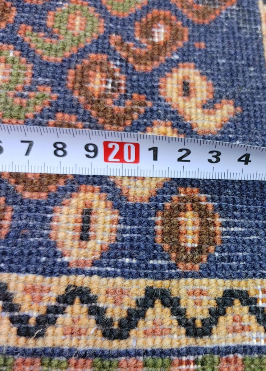 画像19: 良品 ペルシャ 部族絨毯 シールジャン 縦1.8m 横1.25m 2.3㎡ 〜3.5帖程度 リビング ダイニング 2〜3人掛けソファ センターテーブル サイズ 182 x 125 cm ウール 手織り トライバル ラグ 敷物 マット カーペット 幾何学模様 ヘイバトルー柄 ヴィンテージ ビンテージ  赤 レッド 紺 ネイビー MAAD360-182125Z027 (19)