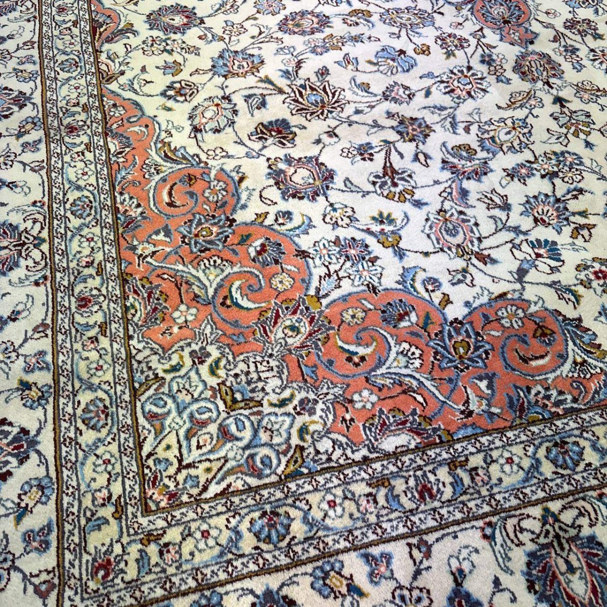 画像7: 美品 ペルシャ 絨毯 カシャーン リビング ダイニング 大判 8.8m 9畳 3人掛けソファ サイズ  355 x 250 cm 肉厚 ウール 手織り トライバル ラグ 天然 敷物 マット カーペット 赤 メダリオン ヴィンテージ ビンテージ MA457-270-355250Z060 (7)