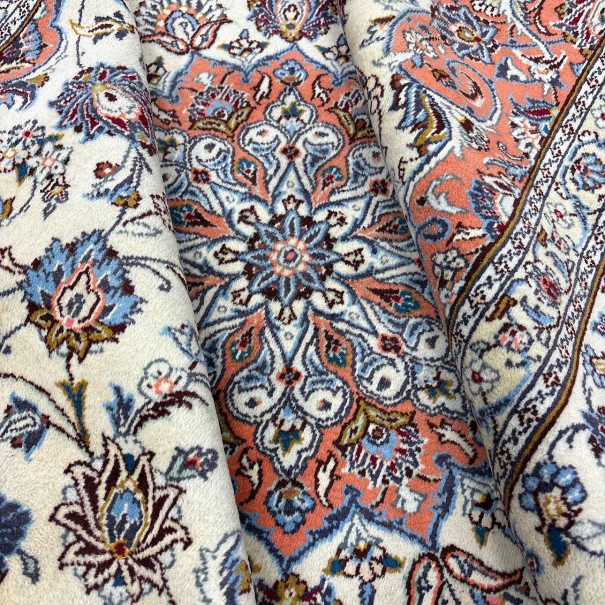 画像15: 美品 ペルシャ 絨毯 カシャーン リビング ダイニング 大判 8.8m 9畳 3人掛けソファ サイズ  355 x 250 cm 肉厚 ウール 手織り トライバル ラグ 天然 敷物 マット カーペット 赤 メダリオン ヴィンテージ ビンテージ MA457-270-355250Z060 (15)