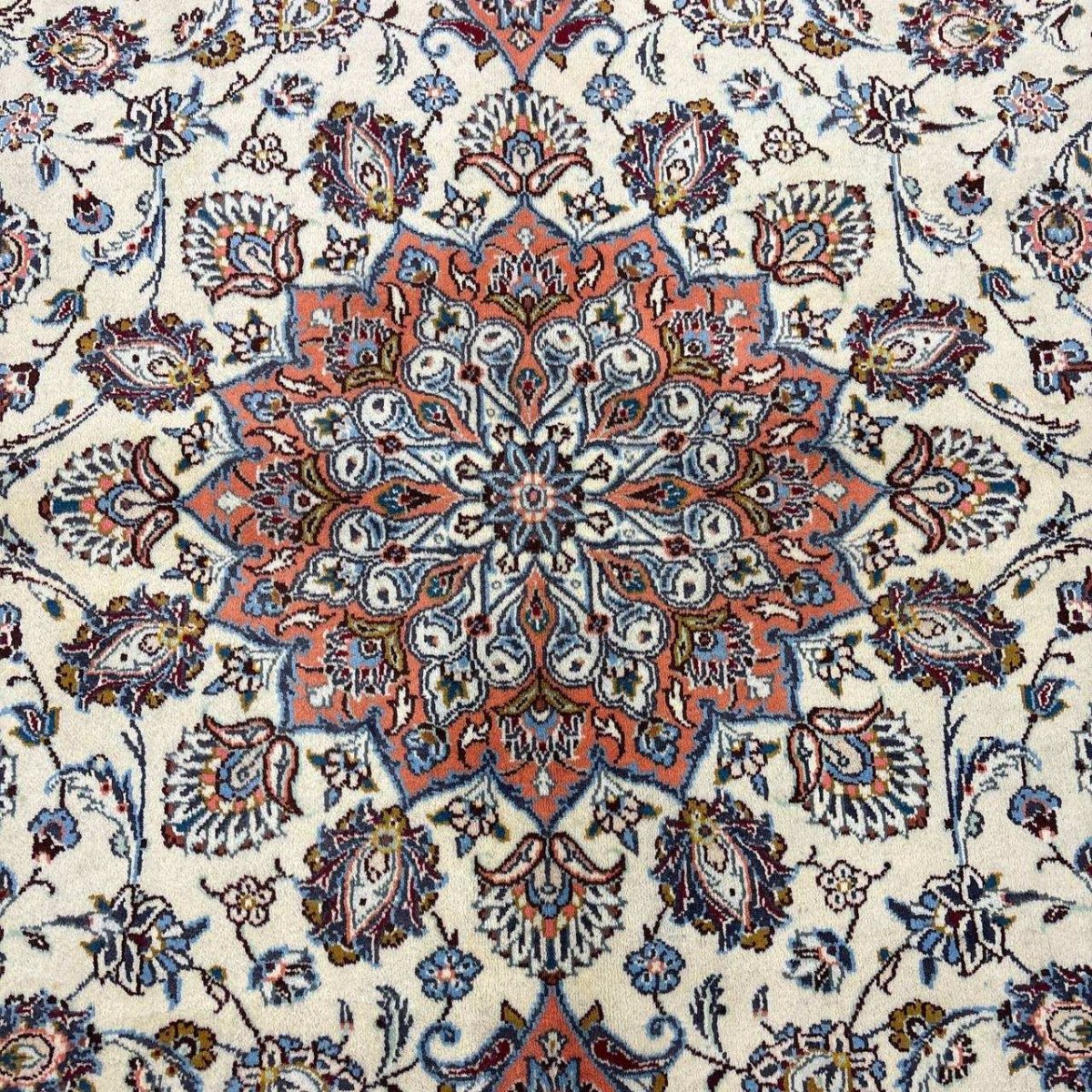 画像4: 美品 ペルシャ 絨毯 カシャーン リビング ダイニング 大判 8.8m 9畳 3人掛けソファ サイズ  355 x 250 cm 肉厚 ウール 手織り トライバル ラグ 天然 敷物 マット カーペット 赤 メダリオン ヴィンテージ ビンテージ MA457-270-355250Z060 (4)