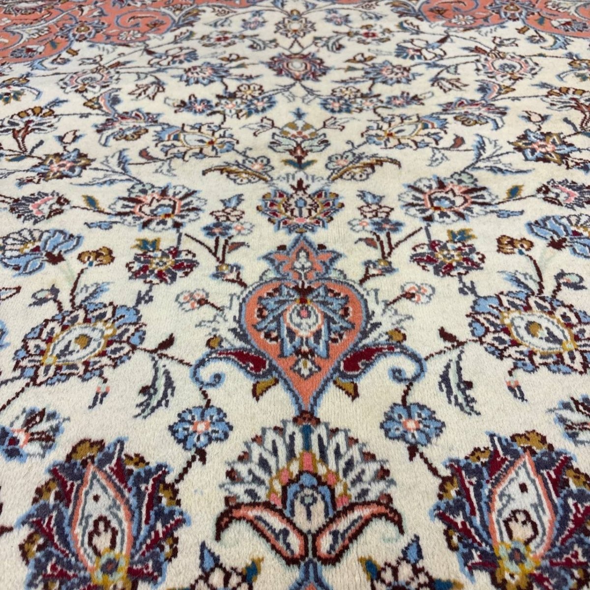 画像10: 美品 ペルシャ 絨毯 カシャーン リビング ダイニング 大判 8.8m 9畳 3人掛けソファ サイズ  355 x 250 cm 肉厚 ウール 手織り トライバル ラグ 天然 敷物 マット カーペット 赤 メダリオン ヴィンテージ ビンテージ MA457-270-355250Z060 (10)