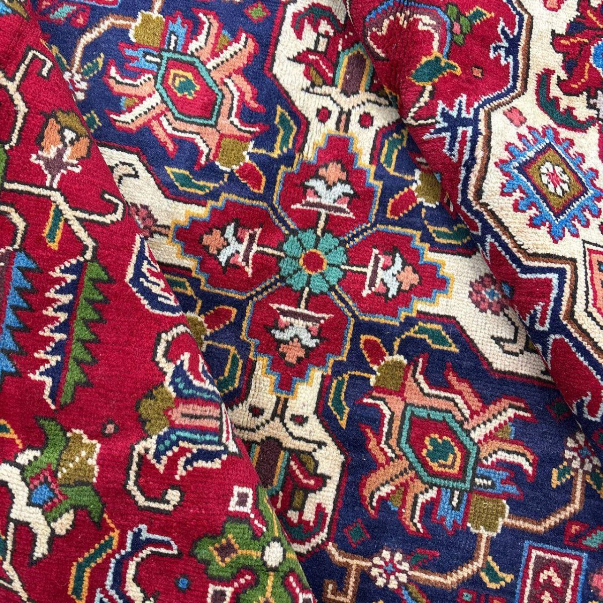 画像13: 良品 ペルシャ 絨毯 タブリーズ 縦3.5m 横2.5m 8.7㎡ 〜9帖 リビング ダイニング 大判 サイズ 350 x 251 cm 天然 ウール 手織り トライバル ラグ 敷物 マット カーペット メダリオン ヴィンテージ ビンテージ 中古品に抵抗のある方にもお勧めです 赤 MA456-A711-350251Z053 (13)