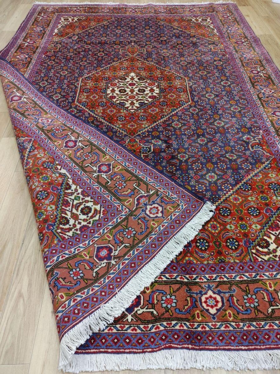 画像18: 良品 ペルシャ 絨毯 タブリーズ 縦2.9m 横1.9m 6㎡ 〜6帖 リビング ダイニング 3人掛けソファ コーナーソファ 大判 サイズ 292 x 195 cm 天然 ウール 手織り トライバル ラグ 敷物 マット カーペット メダリオン ヴィンテージ ビンテージ 中古品に抵抗のある方にもお勧めです 赤 MAA667-292195Z040 (18)