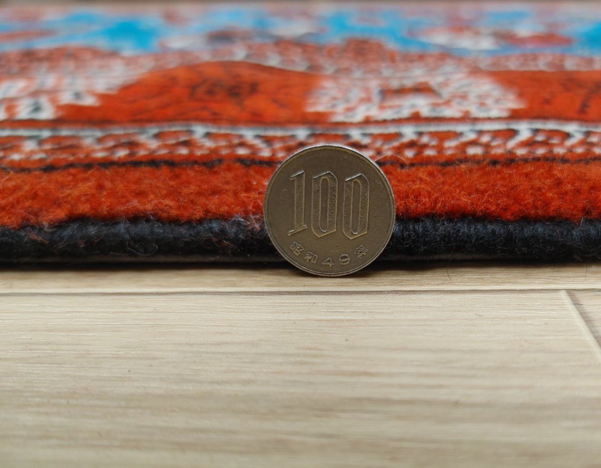 画像12: 新品 ペルシャ 部族絨毯 トルクメン 152 x 102 cm No.Z194 縦1.5m 横1.0m 1.5㎡ ~1帖 2-3人掛けソファ センターテーブル サイズ ウール 手織り ハンドメイド トライバル ラグ カーペット 幾何学模様 民族柄 青 赤 生成り色 MA452Z194-152102Z017 (12)