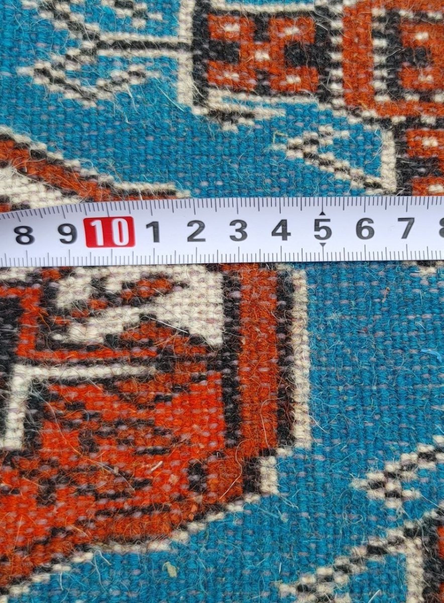 画像13: 新品 ペルシャ 部族絨毯 トルクメン 152 x 102 cm No.Z194 縦1.5m 横1.0m 1.5㎡ ~1帖 2-3人掛けソファ センターテーブル サイズ ウール 手織り ハンドメイド トライバル ラグ カーペット 幾何学模様 民族柄 青 赤 生成り色 MA452Z194-152102Z017 (13)