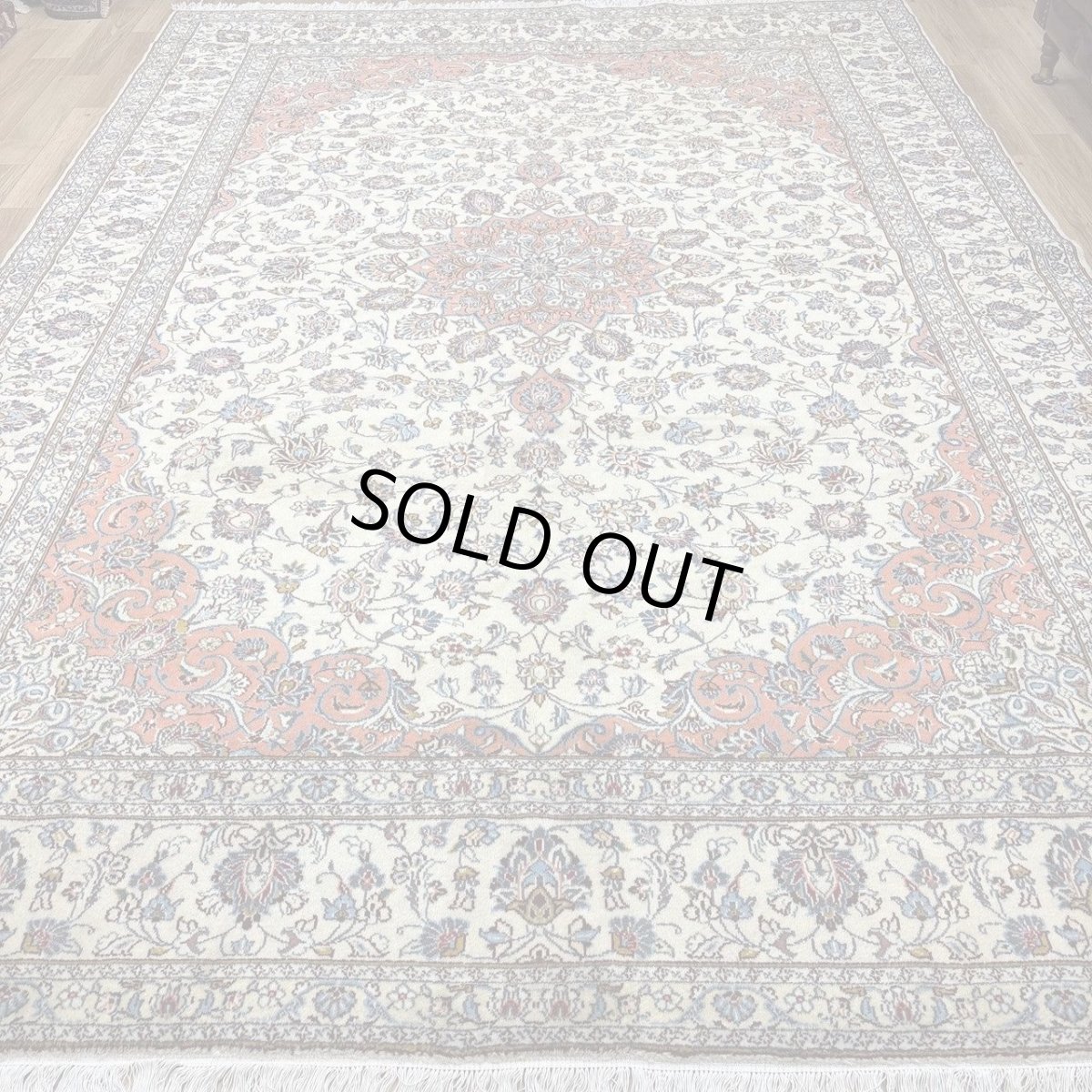 画像2: 美品 ペルシャ 絨毯 カシャーン リビング ダイニング 大判 8.8m 9畳 3人掛けソファ サイズ  355 x 250 cm 肉厚 ウール 手織り トライバル ラグ 天然 敷物 マット カーペット 赤 メダリオン ヴィンテージ ビンテージ MA457-270-355250Z060 (2)