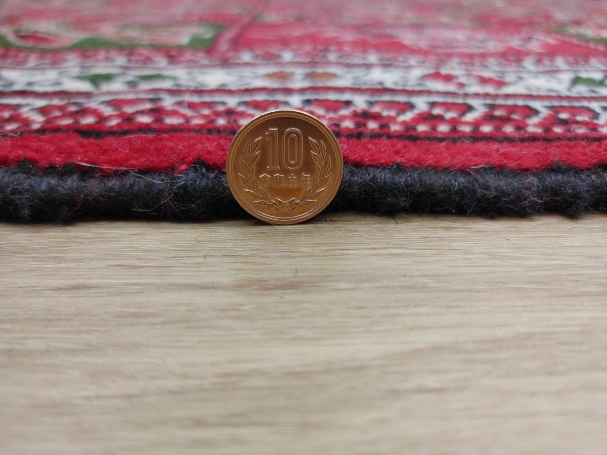 画像13: 新品 ペルシャ 部族絨毯 トルクメン 190 x 170 cm  縦1.9m 横1.7m 3.2㎡ ~2帖 2-3人掛けソファ センターテーブル サイズ ウール 手織り ハンドメイド トライバル ラグ カーペット 幾何学模様 民族柄 赤 白 緑 生成り色 MAR476-190170Z024 (13)