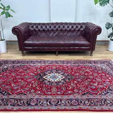 画像1: 良品 ペルシャ 絨毯 カシャーン 産  縦2.8m 横1.5m 4.2㎡ 〜5帖程度 リビング ダイニング 3人掛けソファ コーナーソファ サイズ 280 x 150 cm 天然 手織り ラグ 敷物 カーペット メダリオン 赤 濃紺 ヴィンテージ ビンテージ MA460-A671-280152Z030 (1)